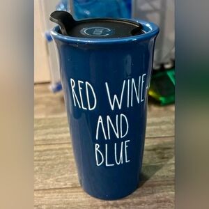 Rae Dunn Red Wine and Blue  Ceramic Mug NEW